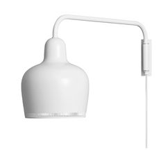 a white wall light with a long arm