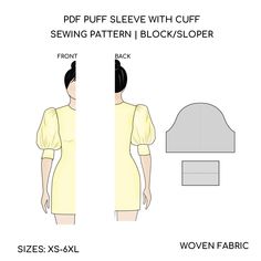 Pdf Puffy Sleeve with Cuff | Sewing Pattern Block | Easy Puff Sleeve Sewing Pattern | Long  Sleeve Pattern | Top Puff Sleeve Sewing Sizes XXS-6XL (Check the size chart in the photos for details). Are you a self-taught sewer or a professional fashion designer? Fashion student or graduate, crafter, seamstress, tailor, or pattern maker? Do you create patterns for fun or professional? Then this is for you! This Sleeve is a sewing pattern block. It matches perfectly with our basic bodices below. All basic pattern blocks, so this one doesn't INCLUDE SEAM ALLOWANCES so you can easily modify your underarm and sleeve measurements if needed. This sleeve was made to perfectly match our busts: https://basicpatternblock.etsy.com/listing/1432872206 https://basicpatternblock.etsy.com/listing/1688209201 h Sewing Pattern Long Sleeve, Sleeve Sewing Pattern, Top Puff Sleeve, Easy Puff, Long Sleeve Pattern, Basic Pattern, Fashion Student, Pattern Maker, Sleeve Pattern