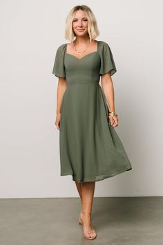 Nessa Lace Midi Dress | Blush | Baltic Born Fitted Chiffon Midi Dress For Bridesmaids, Spring Dress With Ruched Bodice And Flutter Sleeves, Bridesmaid Midi Dress With Sweetheart Neckline And Ruffles, Solid Chiffon Dresses For Date Night, Fitted Chiffon Midi Dress With Sweetheart Neckline, Elegant Midi Dress With Flutter Sleeves For Date Night, Elegant Chiffon Dress With Square Neck, Chiffon Square Neck Dress For Date Night, Fitted Chiffon Midi Dress With Square Neck