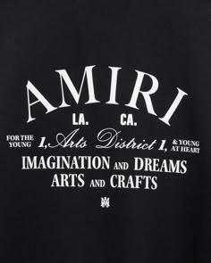 an embroidered t - shirt with the words amir la ca in white ink on it