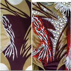 two pictures of different types of clothing with beadings and sequins on them