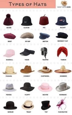 Types Of Hats For Women, Fedora Hat Outfits, Different Hat Styles, Classy Hats, Hat Types