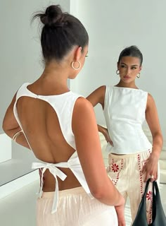 Lilitina Top White White Backless Top, Vietnam Tailor, Hoi An Tailor, Tailored Clothes, Backless Top, Hoi An, Clothes To Make, Woven Top, Linen Top