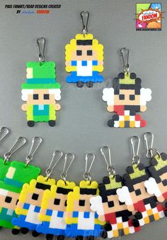 the pixel keychains have been made to look like video games characters