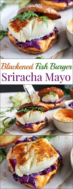 this is an image of fish burgers in sriracha mayo