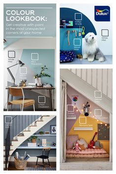 Home office, pet corner and under the stairs decor inspiration Dulux Domino Interiors, Dulux Urban Obsession, Boot Room, Office Inspiration, Interior Trend, Colour Schemes, Fashion Room, Warm White