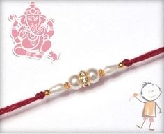 a red string with white beads and a gold beaded gandap on it