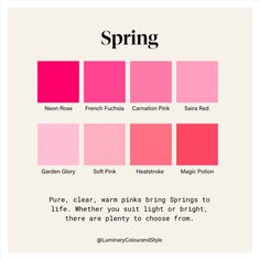 the color scheme for spring is shown in pink and red