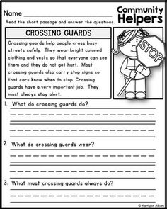 the community helpers worksheet is shown in black and white with an image of a