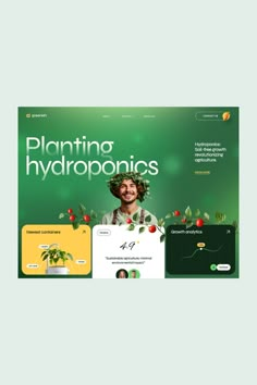 the landing page for hydroponics, which is designed to look like a plant