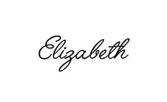 the word elizabeth written in cursive writing on a white background with black ink