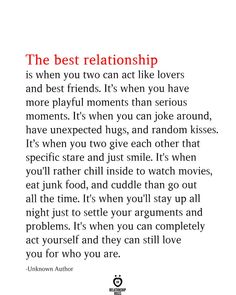 a poem written in red and black with an image of the words'best relationship is when