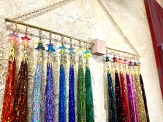 Salon Hair Tinsel With Hanging Display 19 Colors to Choose - Etsy Hair Tinsel Holder, How To Organize Hair Tinsel, Hair Tinsel Extensions, Storing Hair Tinsel, Hair Tinsel Display Ideas, How To Store Hair Tinsel, Hair Tinsel Display, Hair Tinsel Storage, Hair Tinsel Storage Ideas