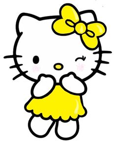 a hello kitty with a yellow bow on her head