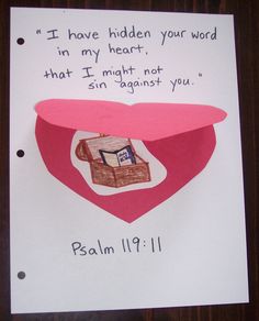 a piece of paper with an image of a box on it that says, if i have hidden your word in my heart, that i might not sin against you