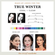 True Winter Examples, True Winter Makeup Palette, Winter Personal Color