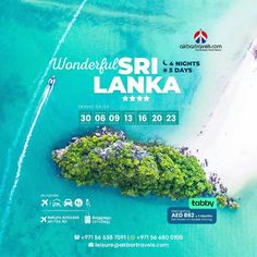 an aerial view of a tropical island with the words wonderful sri lanka on it