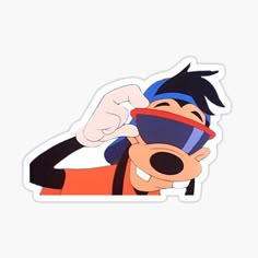 an image of goofy with goggles on his head and nose sticker in the shape of a cartoon character