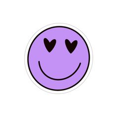 a purple smiley face with hearts on it