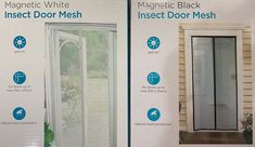 an advertisement for magnetic white insect door mesh with instructions on how to install the screen