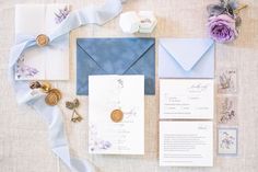 the wedding stationery is laid out and ready to be used