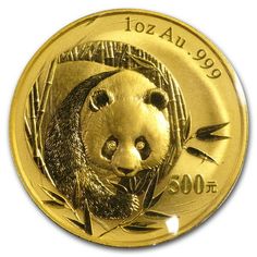 a gold coin with an image of a panda