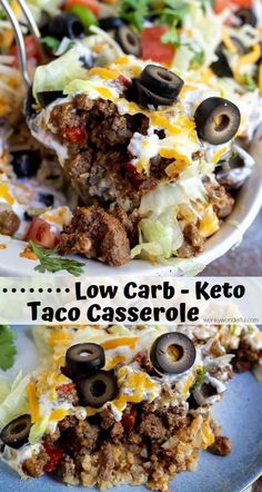 low carb keto taco casserole with black olives