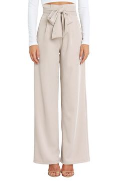 Wide legs punctuate these tailored pants designed with a drapey tie belt and crisp pleats. Zip fly with hook-and-bar closure Ties at waist Side pockets Lined 100% polyester Hand wash, dry flat Imported Drapey Pants, Tie Pants, Chic Pants, Utility Pants, Pants Design, Tailored Pants, Wide Legs, Waist Pants, Tie Belt