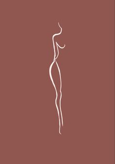 a white line drawing of a woman's body on a brown background