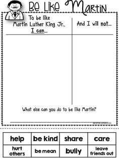 a printable worksheet for martin luther king jr and i will not be