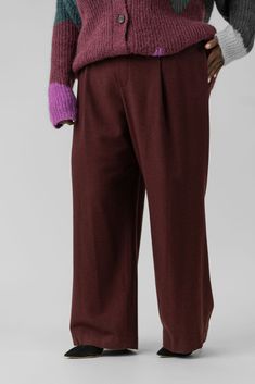 FLANNEL PULL ON PANT plus-size - AMOUR781 Wool Bottoms With Tapered Leg For Fall, Wool Bottoms For Winter Workwear, Fall High-waisted Wool Pants, High-waisted Wool Pants For Fall, Business Casual Bottoms For Winter With Straight Hem, Bottoms With Elastic Waistband And Straight Hem For Fall, Fall Wool Bottoms With Welt Pockets, Fall Wool High-waisted Pants, Burgundy Wide Leg Pants For Fall Workwear