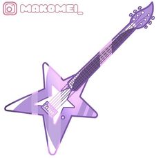 a purple guitar with an electric bass in the shape of a star on a white background