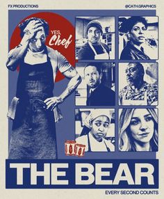 the bear movie poster with images of people in different outfits and words that read, yes clack