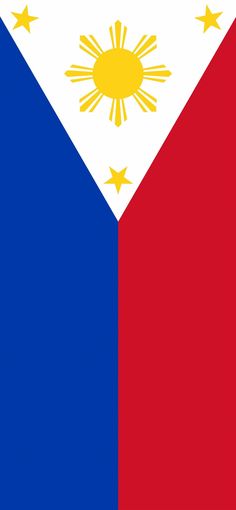 the philippines flag is shown in red, white and blue