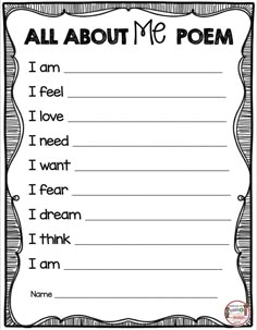 an all about me poem for kids