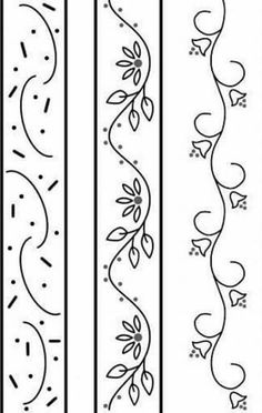 four different types of embroidery designs on white paper, each with flowers and leaves in the center