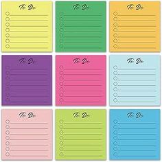 colorful notepads with the words to do list written on each one and two different colors