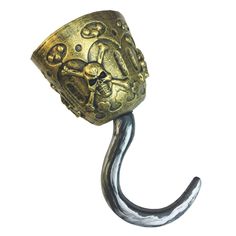 a metal hook with a skull and crossbone design on it's end is shown against a white background