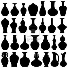 black and white silhouettes of vases on a white background, each with different shapes