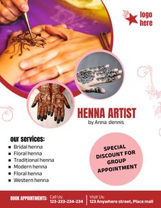 the flyer for henna artist