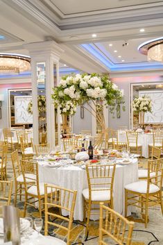 tables and chairs are set up for an event