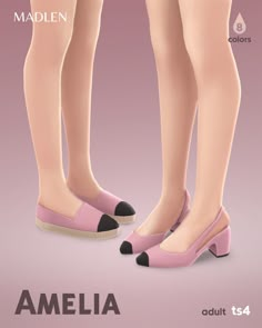 the legs and feet of two women wearing pink shoes