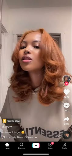 Hair Color Idea For Mixed Women, Copper Color Black Women, Light Auburn Hair Black Women, Spiced Cognac Hair Color, Hazelnut Brown Hair Color Black Women, Light Brown Ginger Hair Black Women, Cinnamon Bob Hair, Red Blonde Hair Black Women, Cinnamon Dyed Hair