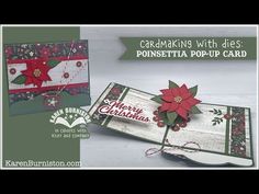 two christmas cards with poinsettia pop - up card