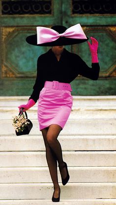 Gilles Bensimon, 80s And 90s Fashion, Elle Magazine, Cat Walk, Moda Vintage, Pink Skirt, Compass Tattoo