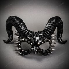 This Devil Steampunk Spikes Mask With Back Twisted Horns Is Made From Plastic, Then Decorated And Spray Painted To Give It An Beautiful Glossy Smooth Finish With Silver Spikes. The Mask Is About 12" Tall And 14" Wide. The Masquerade Mask Will Make A Great Costume Accessory. Product Feature Made From Plastic With Plastic Plastered And Hand Crafted And Hand Painted. Great For A Masquerade Ball, Venetian Costume, Halloween Costume Features Mythological Beasts May Also Be Used As A Display Piece Spr Gothic Horned Masquerade Mask For Costume Party, Steampunk Black Masquerade Mask For Cosplay, Edgy Black Costume Accessories For Alternative Fashion, Black Rave Costume Accessories For Alternative Fashion, Edgy Black Accessories For Alternative Fashion, Steampunk Black Masks And Prosthetics For Costume Party, Black Masquerade Mask For Carnival Cosplay, Black Gothic Eye Mask For Masquerade, Fantasy Horned Masks And Prosthetics For Party