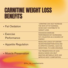 Carnitine, a naturally occurring compound synthesized in the body from amino acids lysine and methionine, plays a role in energy metabolism, particularly in transporting fatty acids into mitochondria for oxidation.

In our full guide, we explore how to take carnitine for weight loss and also cover some of the other top supplements for weight loss, targeting not just fat burning and metabolism but brain pathways and neurotransmitters that play a role in appetite regulation. 

#carnitine #carnitinebenefits #carnitinebenefitsforwomen #carnitinbenefitsfatburning #lcarnitinebenefitswomen #weightlosssupplements L Carnitine Benefits, Brain Pathways, Carnitine Benefits, Brain Chemicals, L Carnitine, Fat Burners, Improve Metabolism, Increase Metabolism, Regulate Blood Sugar