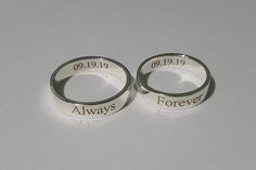 ✤ The ring is a Solid High-Quality Sterling Silver Ring. (Nickel free ring) ✤ Unique and personalized, you can add name, date, initials, quote, signature, handwriting, picture, etc. Make it only one piece in the world. ✤ Using a computer engraving machine to engrave the ring. Many font designs, consistently line and sharp. IF YOU HAVE ANY QUESTIONS or REQUEST, PLEASE CONTACT ME. = RING DETAILS = ✤ Band wide: 4 mm (If you want other wide, please visit my shop or contact me.) ✤ Engraved Color: Bla Promise Rings For Couples Silver, Promise Rings With Initials, Cute Promise Rings For Couples Unique, Make Promise Ring, Rings For Your Girlfriend, Promise Ring Matching, Promise Rings For Boyfriends, Cute Rings For Couples, Silver Ring For Boyfriend