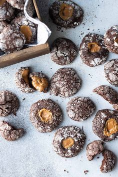 chocolate cookies with peanut butter and powdered sugar