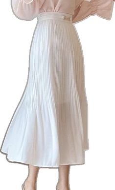 Casual White Maxi Skirt, Non-stretch Midi Length Skirt, Trendy Pleated Maxi Skirt For Summer, Trendy Long Pleated Skirt, Casual White Non-stretch Maxi Skirt, Spring Chic Ankle-length Maxi Skirt, Trendy Pleated Maxi Skirt For Spring, Elegant Non-stretch Maxi Skirt For Spring, Trendy White Long Skirt